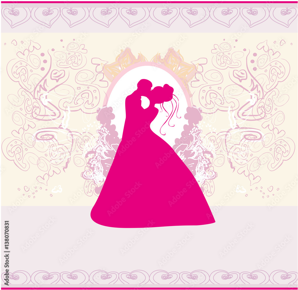 Stylish wedding invitation card with kissing couple Stylish wedding invitation card with kissing couple