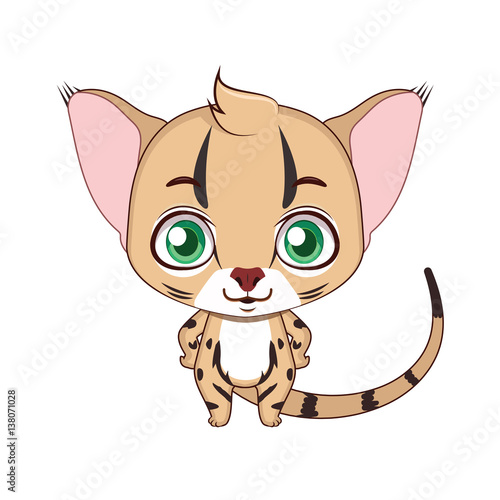 Cute stylized cartoon jungle cat illustration ( use for stickers, fun scenes, decoration etc. )