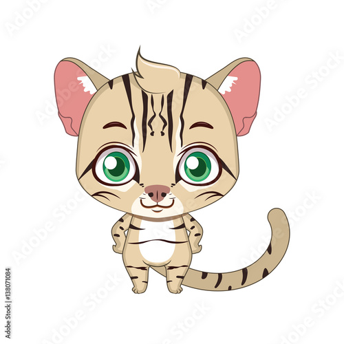 Cute stylized cartoon fishing cat illustration ( use for stickers, fun scenes, decoration etc. )