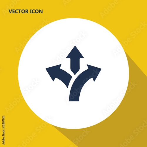three-way direction arrow vector icon