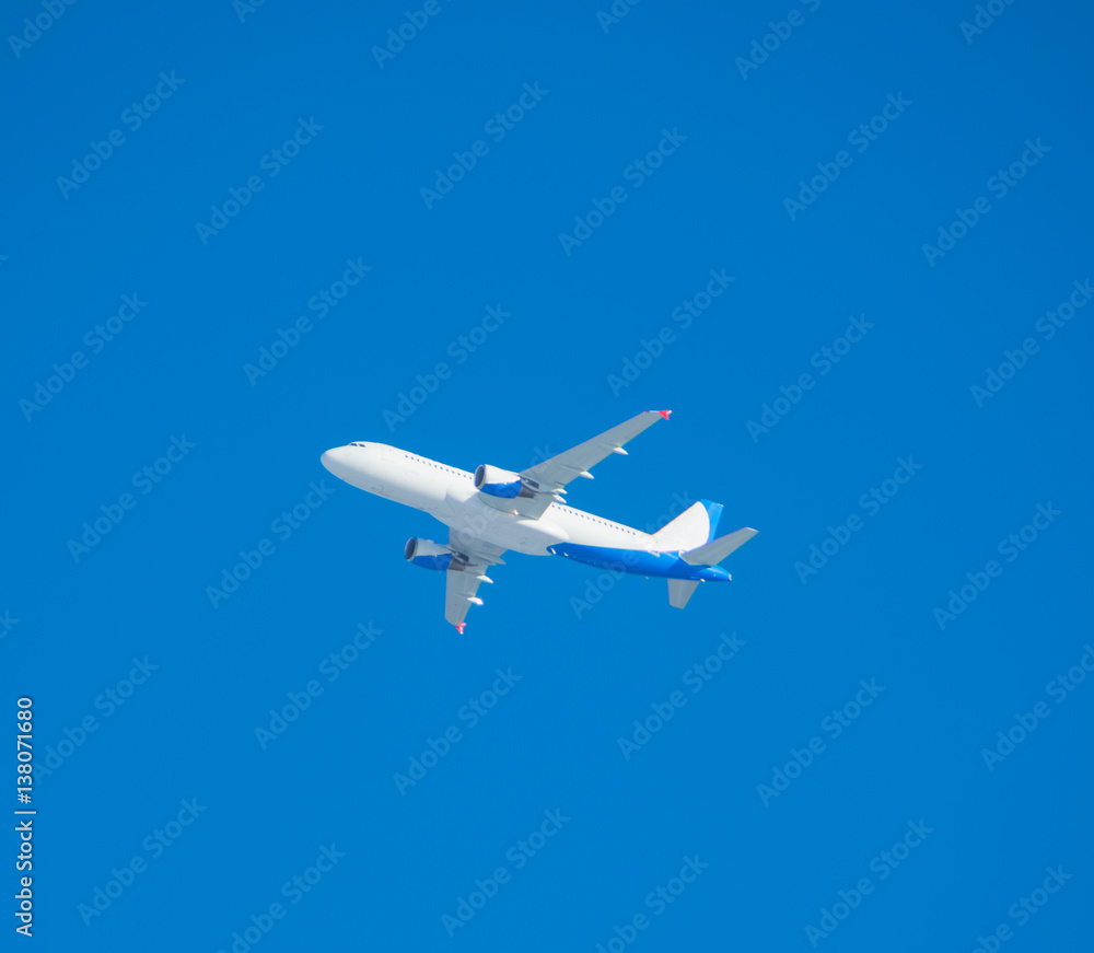 on the background of blue sky flying aircraft. on the background of blue sky flying aircraft.