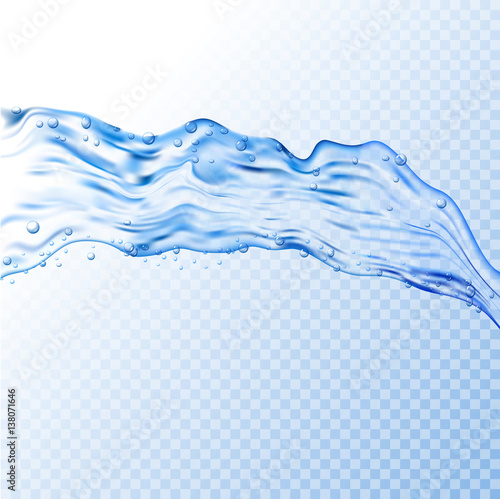 Water splash transparent illustration. Vector blue aqua liquid background. Drink clean and fresh water