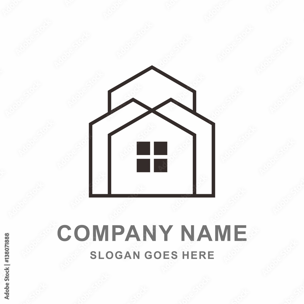 Building House Shape Window Architecture Interior Construction Real Estate Business Company Stock Vector Logo Design Template 