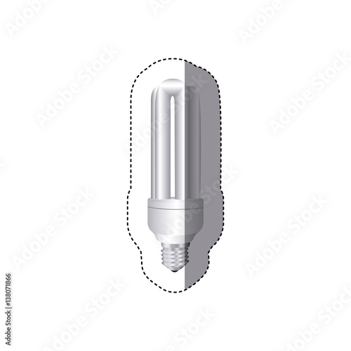 grayscale sticker silhouette with fluorescent lamp vector illustration