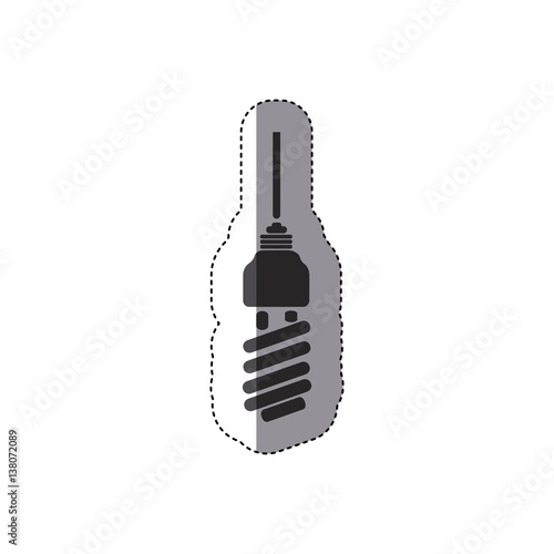 black silhouette sticker with spiral fluorescent lamp vector illustration