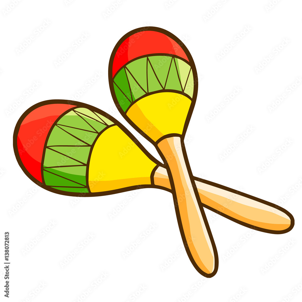Funny and cute red green yellow maracas vector. Stock Vector