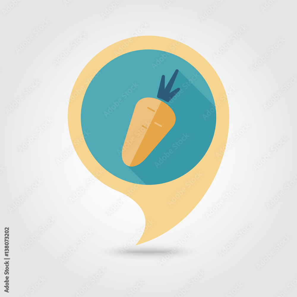 Carrot flat pin map icon. Vegetable vector Carrot flat pin map icon. Vegetable vector