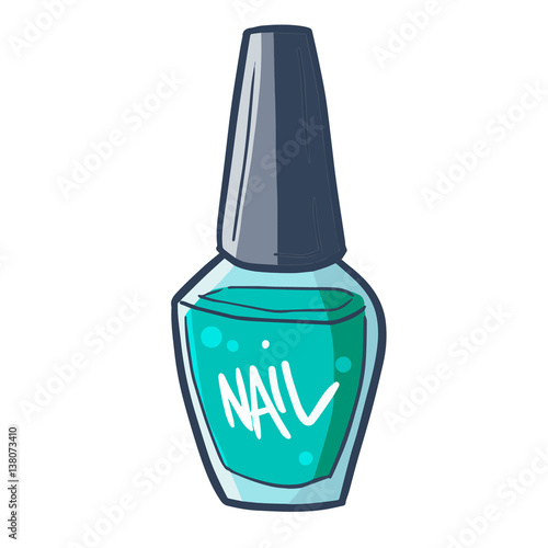 Cute and funny green nail painting in a little bottle - vector.