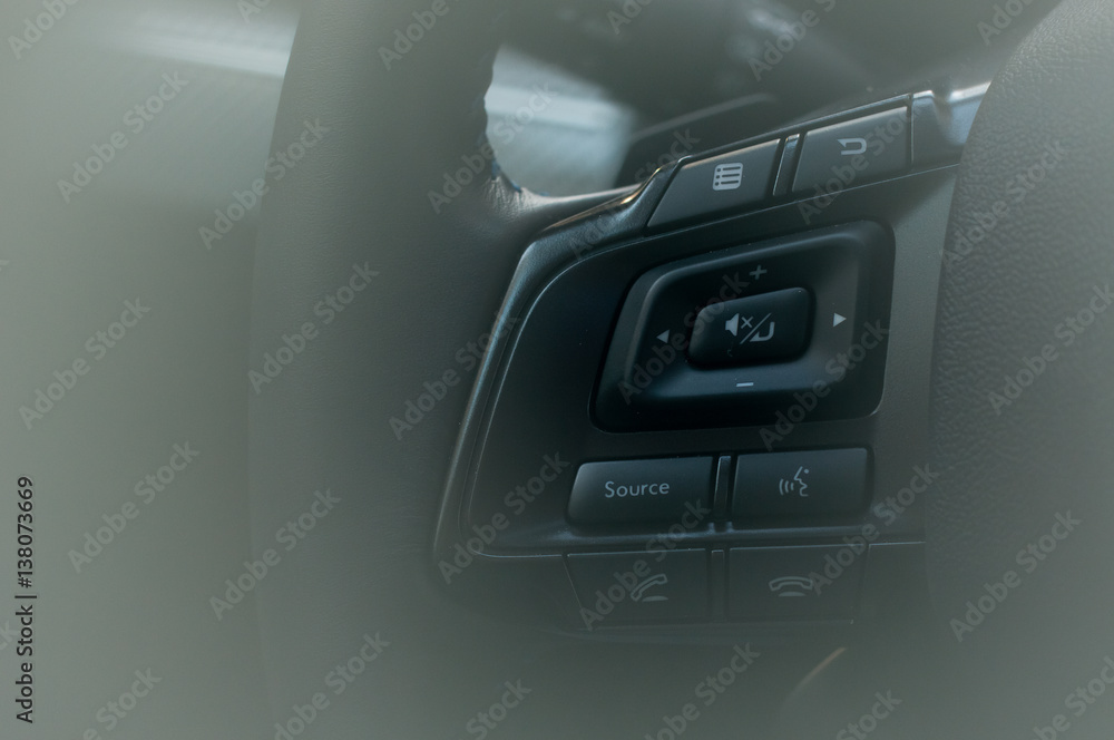 Mobile phone control buttons in the car. Mobile phone control buttons in the car.