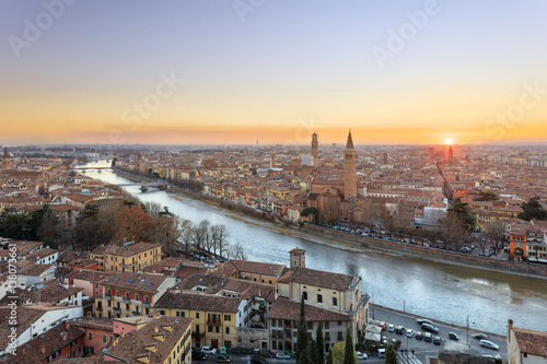 Panorama of Verona historical quarter from viewpoint  Italy