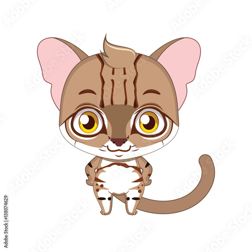 Cute stylized cartoon rusty spotted cat illustration ( use for stickers, fun scenes, decoration etc. )