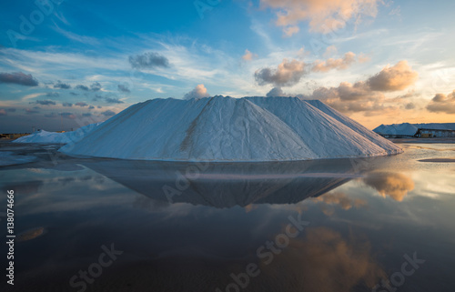 Natural sea salt producing in Las Coloradas, Yucatan, Mexico