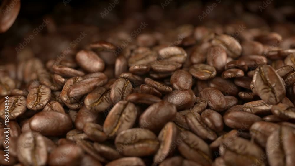 High quality video of falling coffee beans in real 1080p slow motion 1000fps High quality video of falling coffee beans in real 1080p slow motion 1000fps