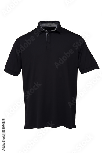 Golf black  tee shirt with black and white Stripes collar for man © praethip
