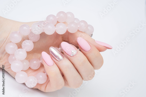 Beautiful woman s hands. Natural nails and manicure. Spa procedure.