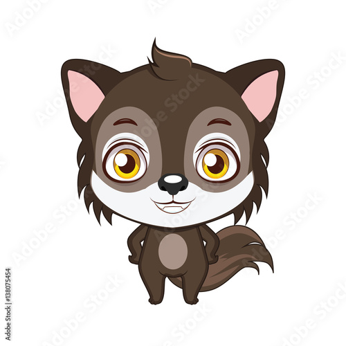 Cute stylized cartoon wolf illustration ( use for stickers, fun scenes, decoration etc. ) photo