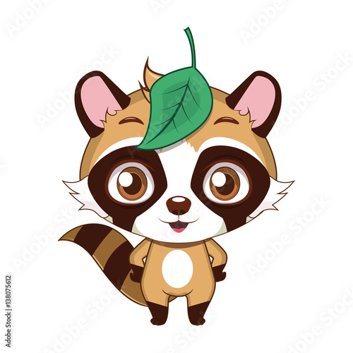Cute stylized cartoon raccoon dog illustration ( use for stickers, fun scenes, decoration etc. ) photo