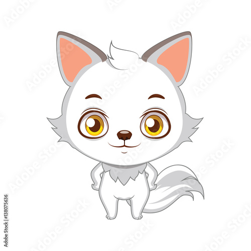 Cute stylized cartoon arctic fox illustration ( use for stickers, fun scenes, decoration etc. ) photo