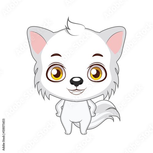 Cute stylized cartoon arctic wolf illustration ( use for stickers, fun scenes, decoration etc. ) photo