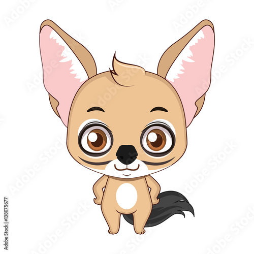 Cute stylized cartoon jackal illustration ( use for stickers, fun scenes, decoration etc. ) photo