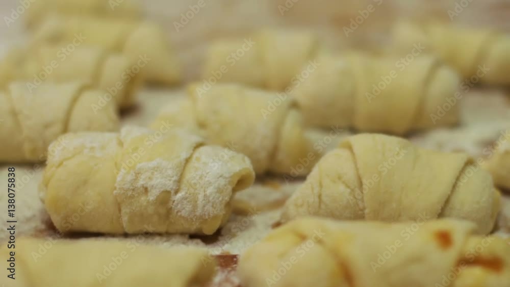 A freshly done homemade croissants from the dough A freshly done homemade croissants from the dough