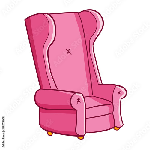 Cute pink vintage sofa for your interior - vector.