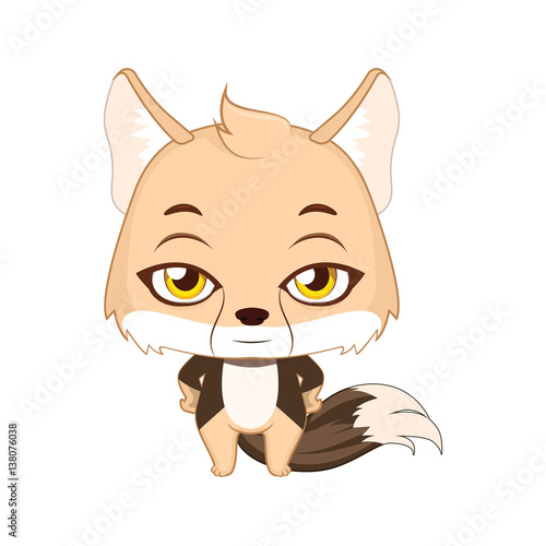 Cute stylized cartoon Tibetan sand fox illustration ( use for stickers, fun scenes, decoration etc. ) photo