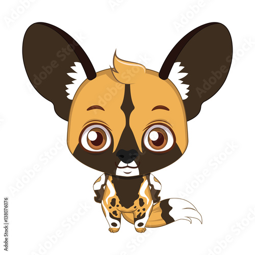 Cute stylized cartoon african wild dog illustration ( use for stickers, fun scenes, decoration etc. ) photo