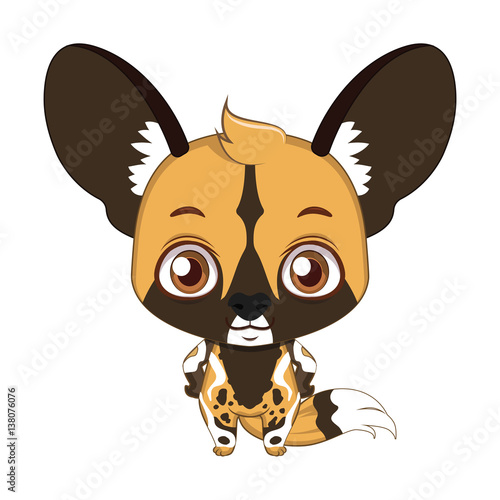 Cute stylized cartoon african wild dog illustration ( use for stickers, fun scenes, decoration etc. )