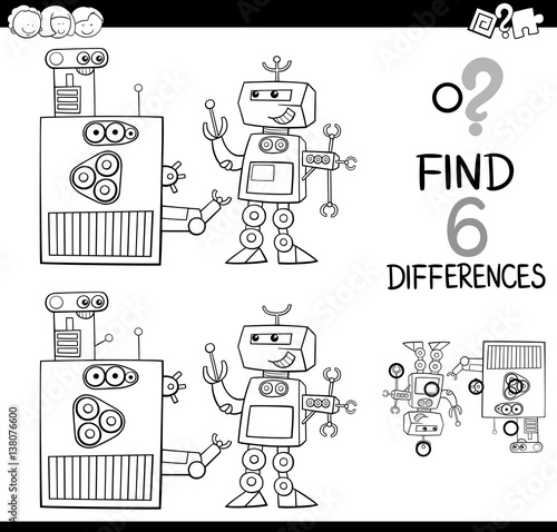 differences with robots coloring page