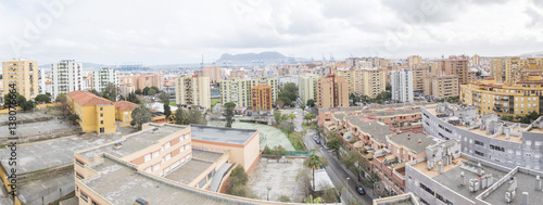 Panoramic view of Algeciras, the port and the rock of gibraltar, Cadiz, Spain