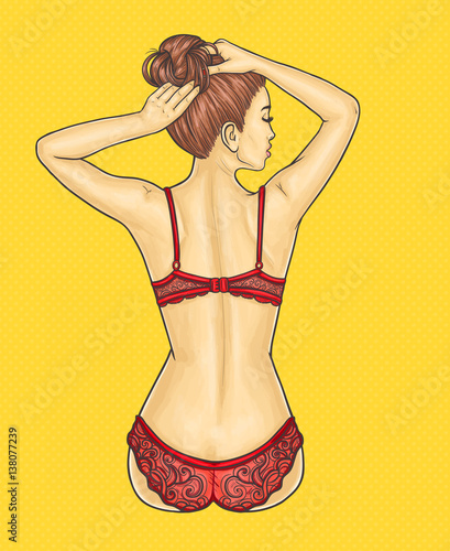 Beautiful woman in lingerie turned her back
