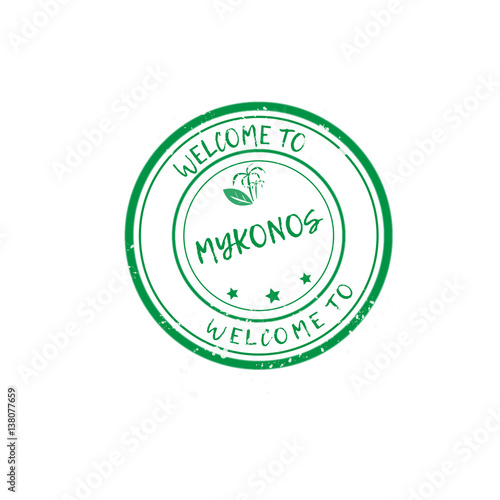 Welcome to Mykonos rubber stamp