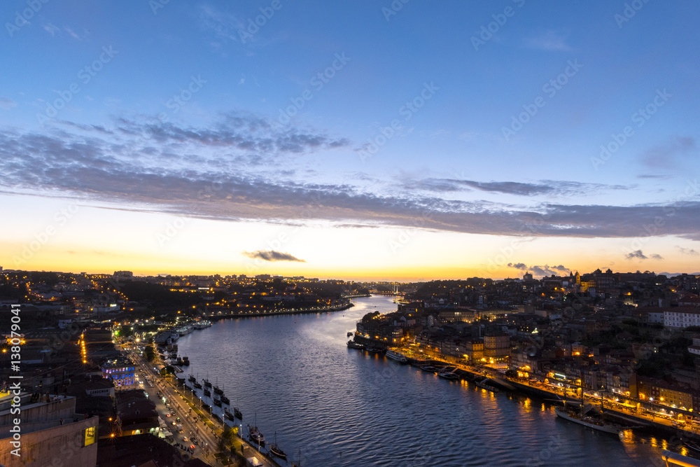 Porto, Portugal old town skyline on the Douro River.