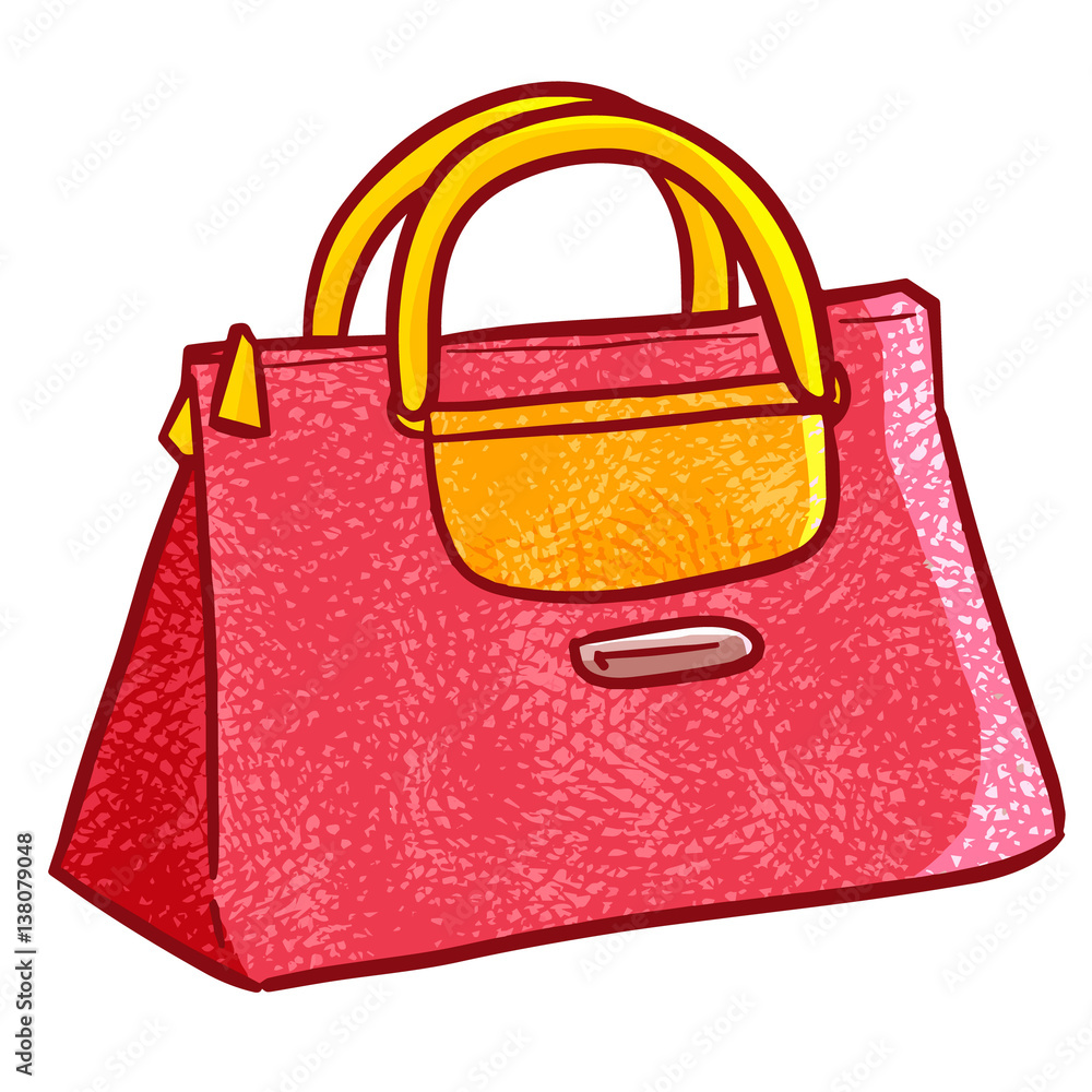 Funny and cute triangle red pink woman bag - vector. Stock Vector