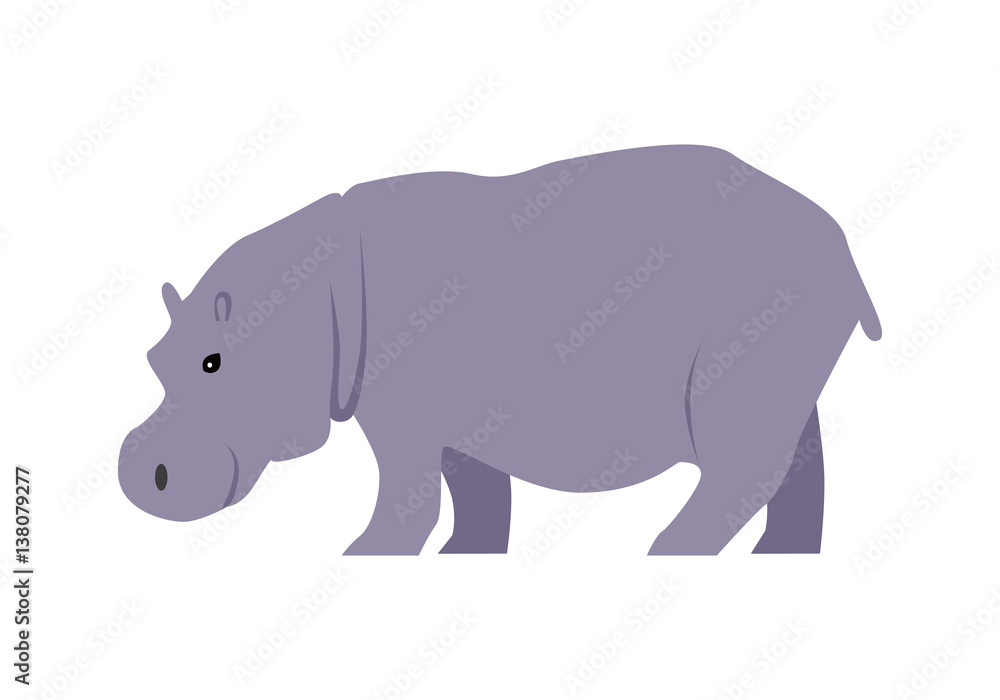 Hippo Vector Illustration in Flat Design Hippo Vector Illustration in Flat Design