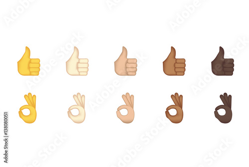 Set of thumbs up and ok  gesture  emoticon 