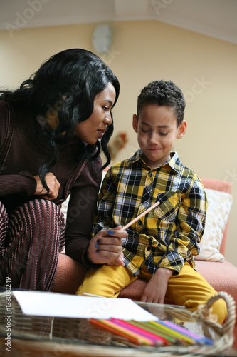 African American woman with her son.