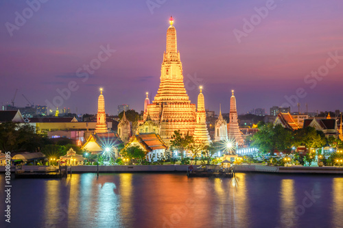 Wat arun night view temple in bangkok, Thailand