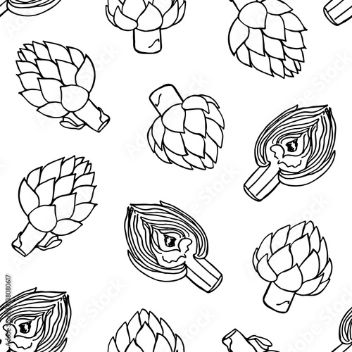 Pop art style seamless pattern with artichokes