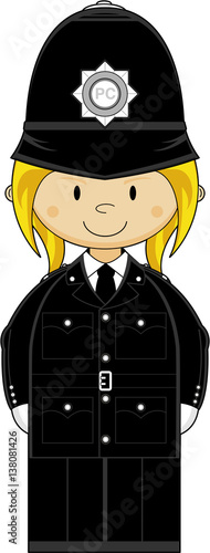 Cute Cartoon British Policewoman