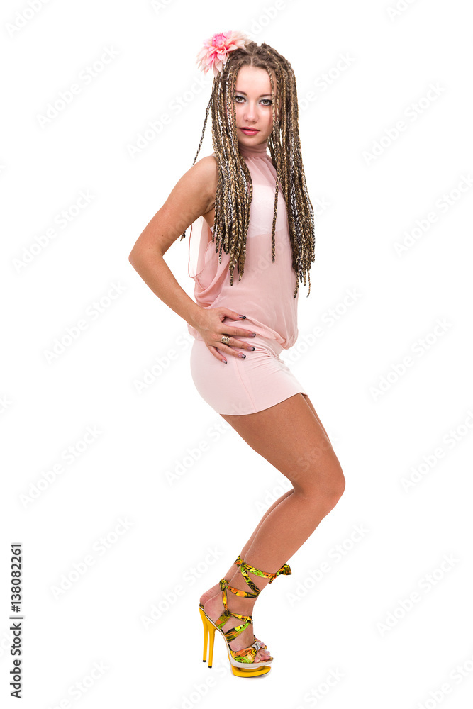portrait of young smiling woman with dreadlocks portrait of young smiling woman with dreadlocks