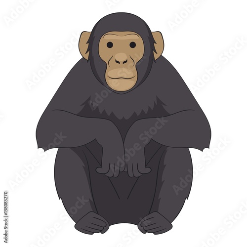 Chimpanzee icon, cartoon style
