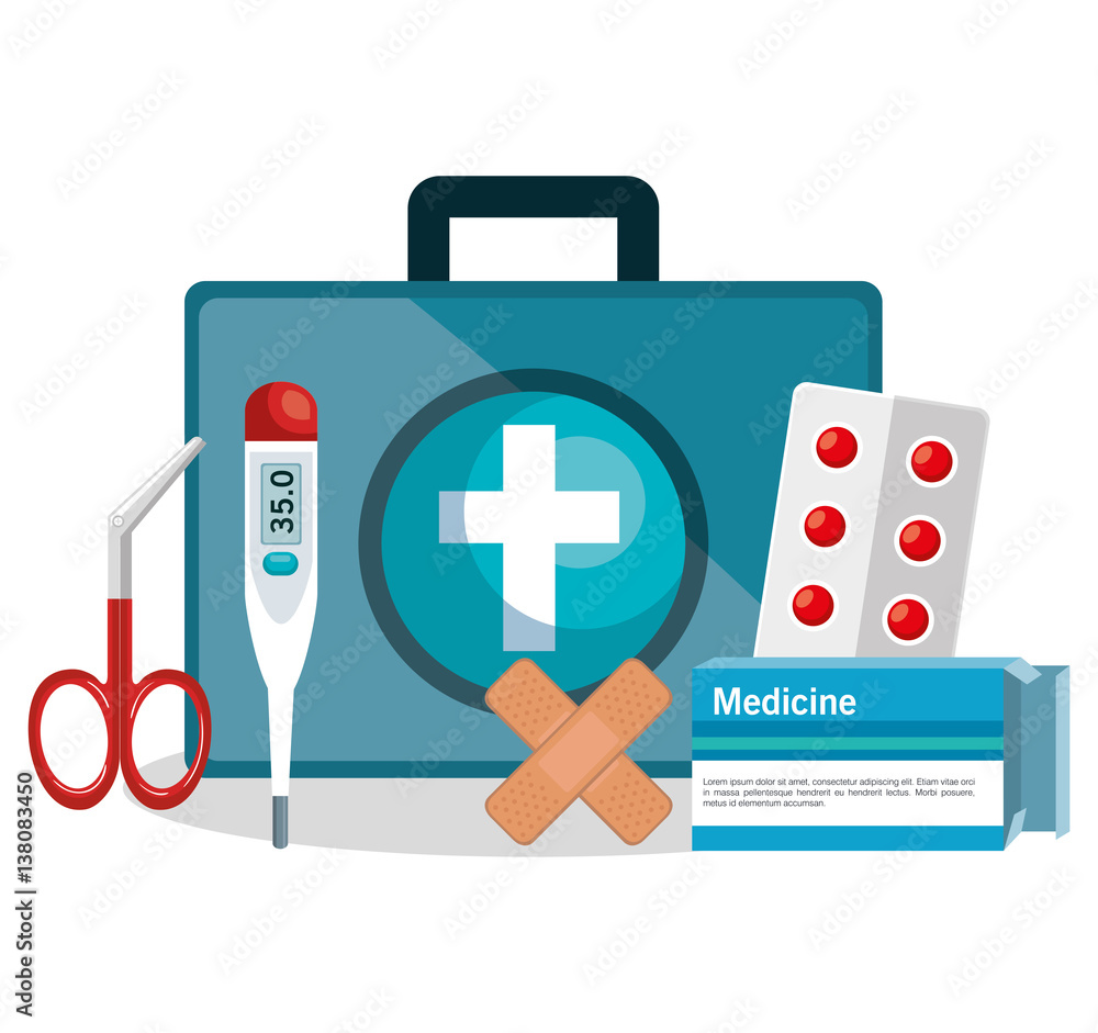 Obraz premium medical kit elements icon vector illustration design