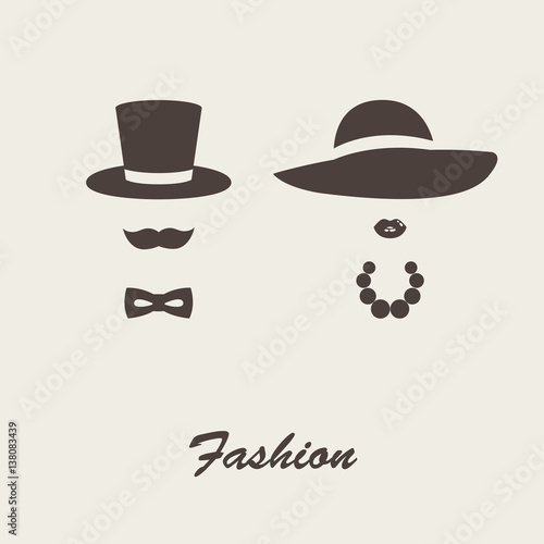 Vector illustration of lady and gentleman flat icons