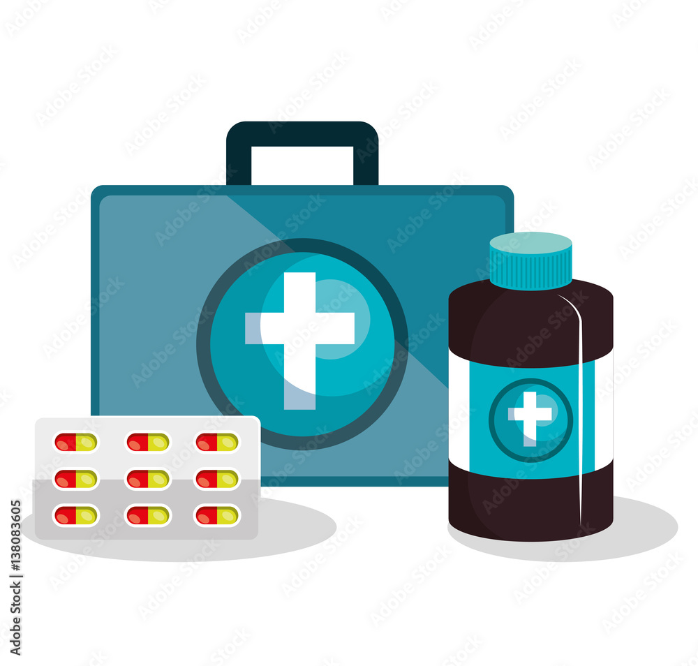 medical kit elements icon vector illustration design