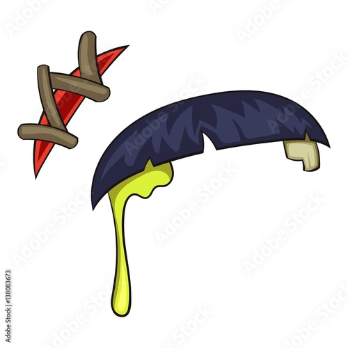 Zombie scalp icon, cartoon style