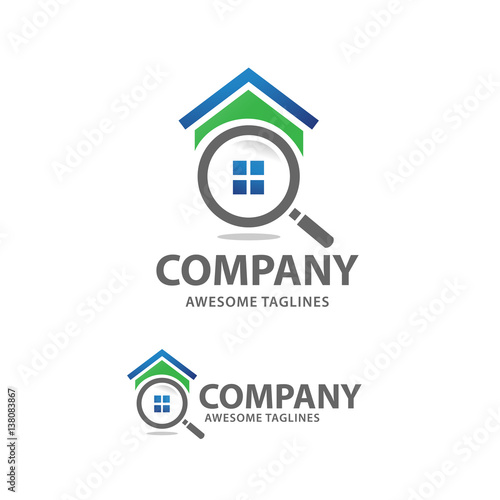 house search logo vector, searching for a house concepts. House with Magnifier. Icon for real estate renovation 
