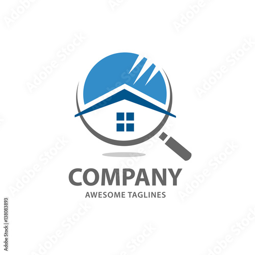 house search logo vector, searching for a house concepts. House with Magnifier. Icon for real estate renovation 
