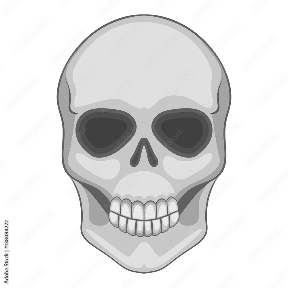 Skull icon, cartoon style